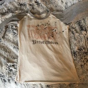 Grey and white baseball style tee shirt